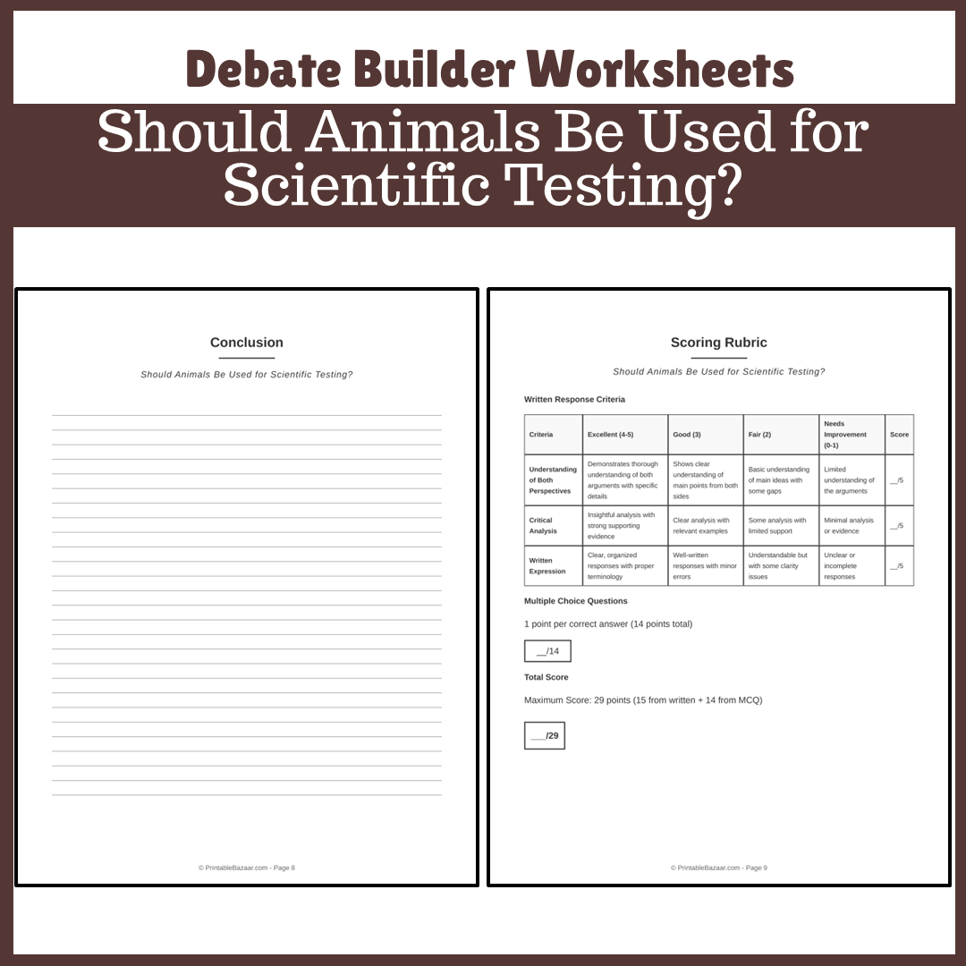 Should Animals Be Used for Scientific Testing? | Favour and Against Worksheet Printable Activity