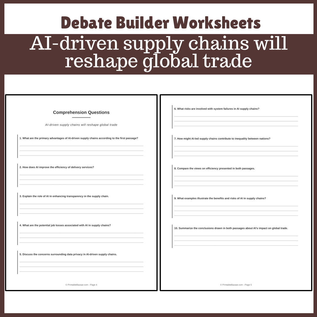 AI-driven supply chains will reshape global trade | Favour and Against Worksheet Printable Activity