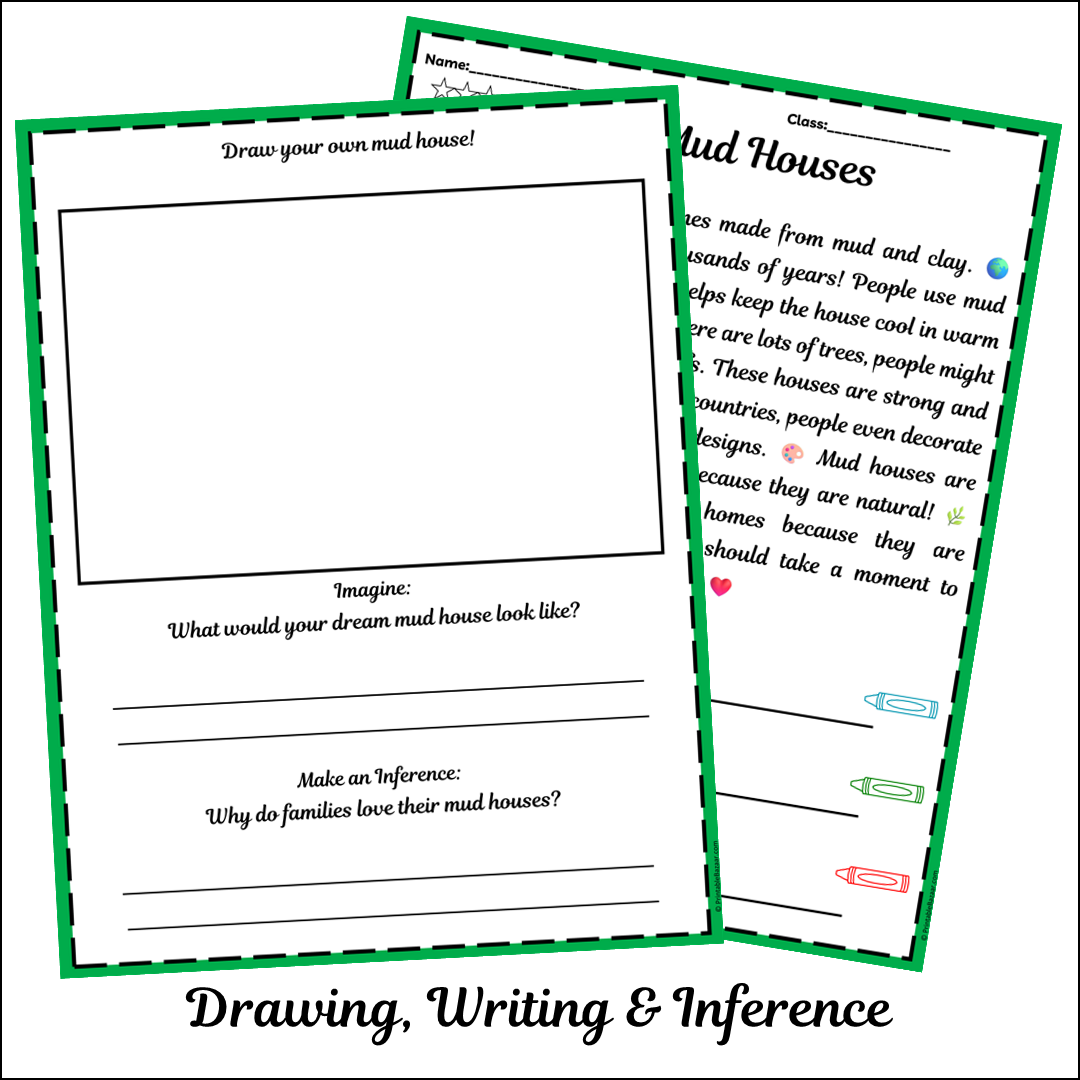 Mud Houses | Short Reading Comprehension Creative Worksheet