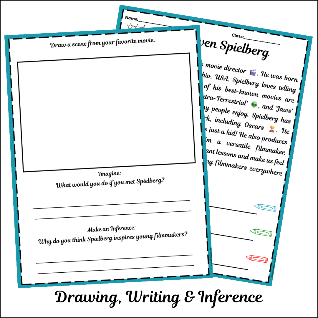 Steven Spielberg | Short Reading Comprehension Creative Worksheet