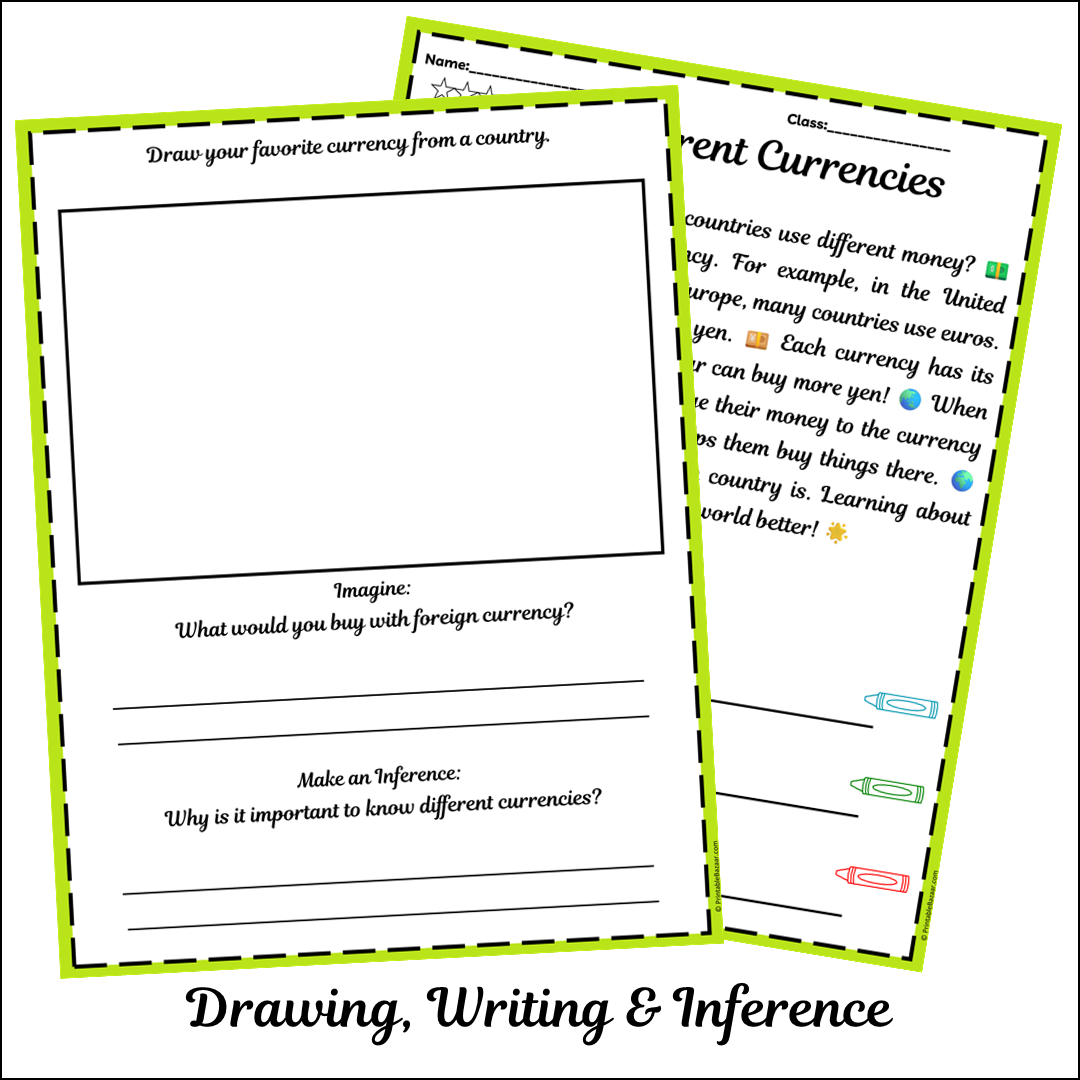 Different Currencies | Short Reading Comprehension Creative Worksheet