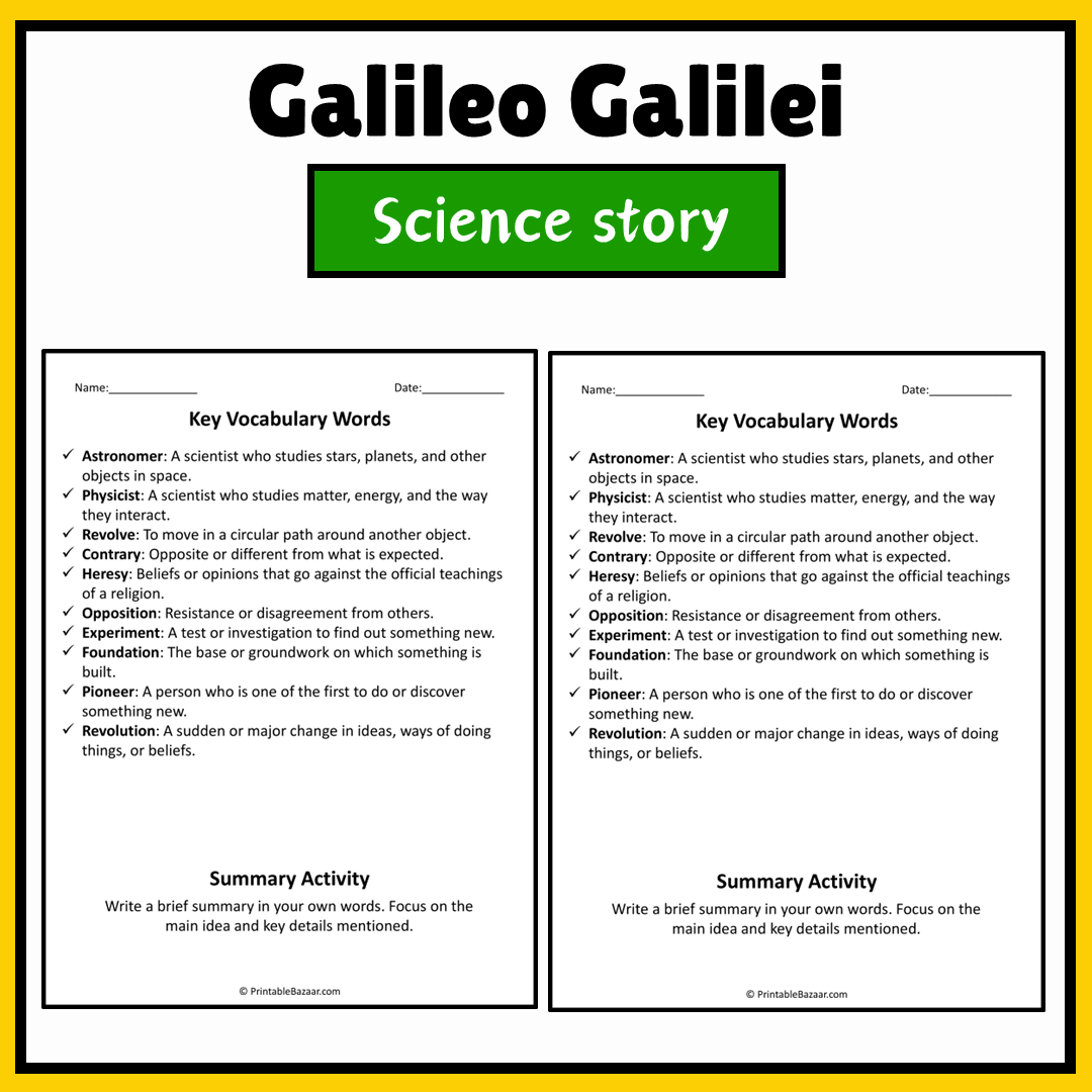 Galileo Galilei | Science Story Reading Comprehension Activity