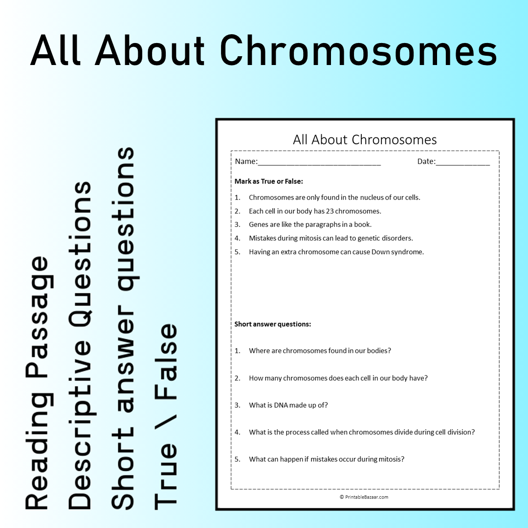 All About Chromosomes | Reading Comprehension Passage Printable Worksheet