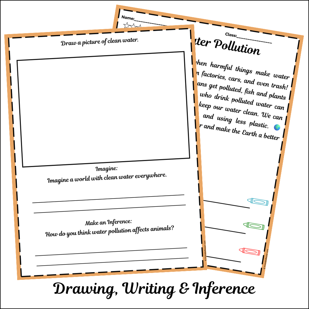 Water Pollution | Short Reading Comprehension Creative Worksheet