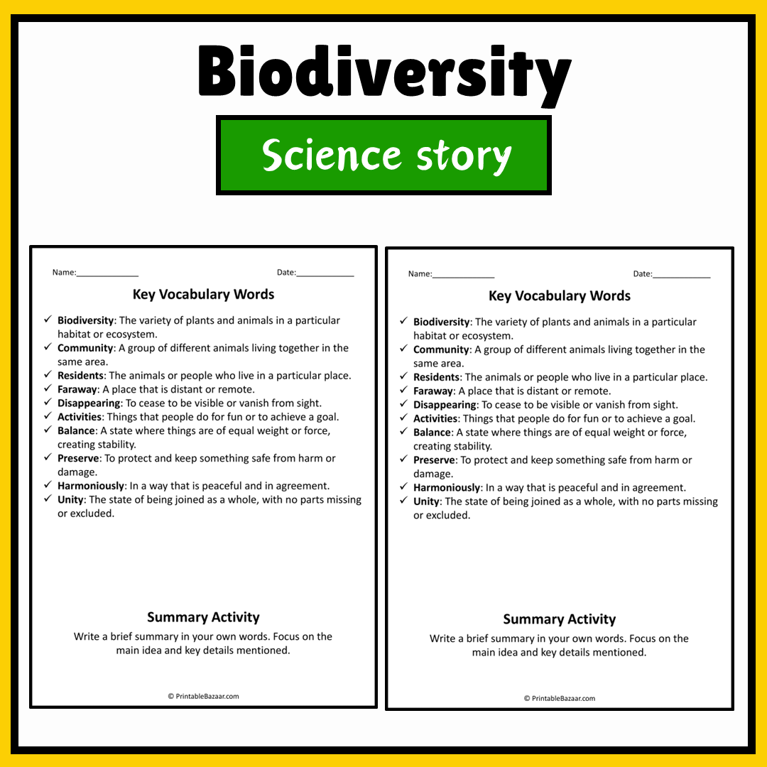 Biodiversity | Science Story Reading Comprehension Activity