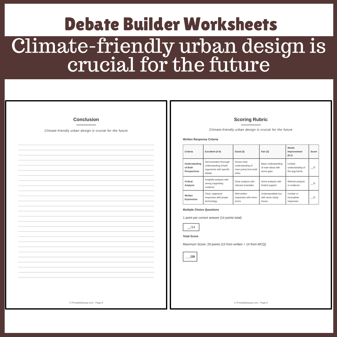 Climate-friendly urban design is crucial for the future | Favour and Against Worksheet Printable Activity