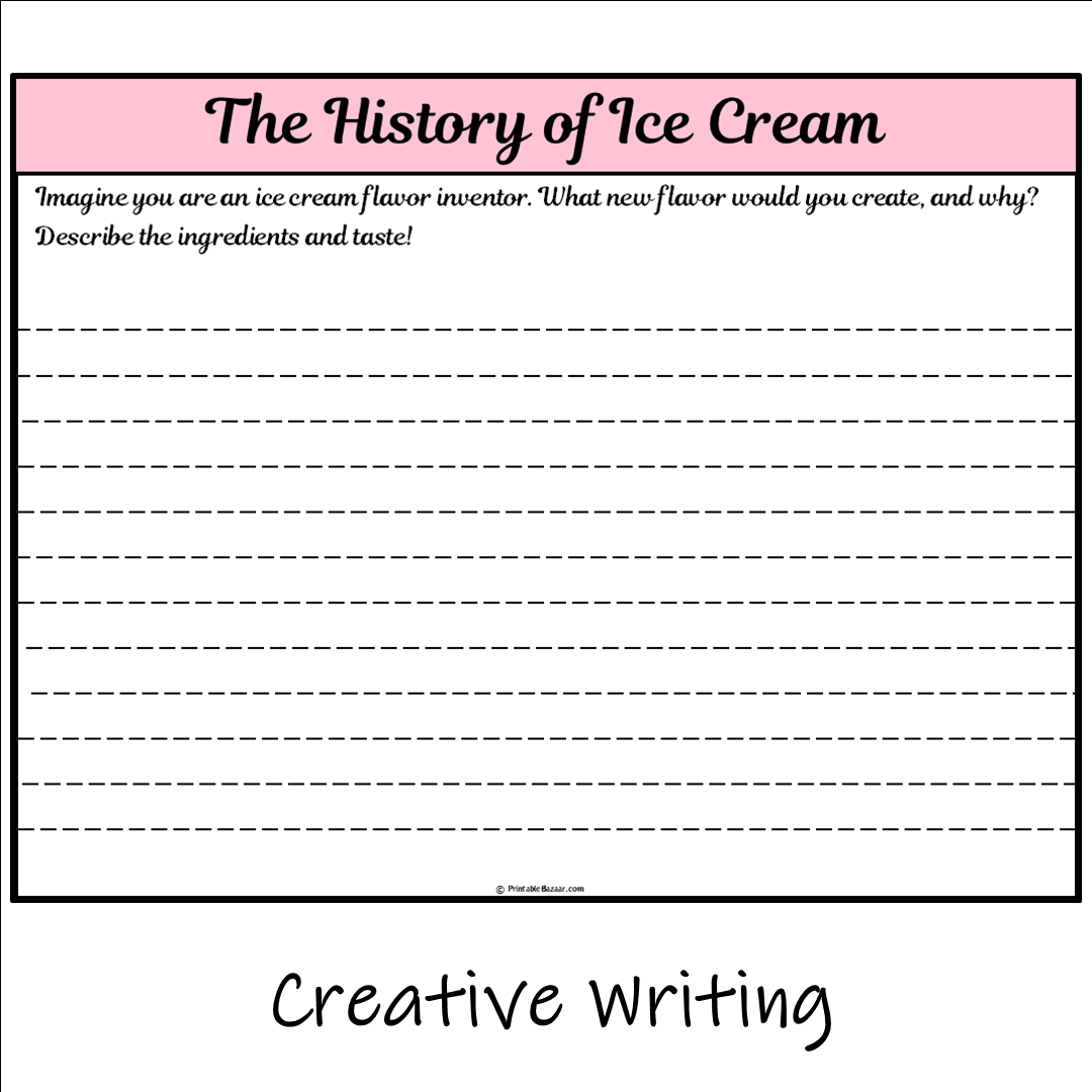The History of Ice Cream | Main Idea and Supporting Details Reading Passage and Questions