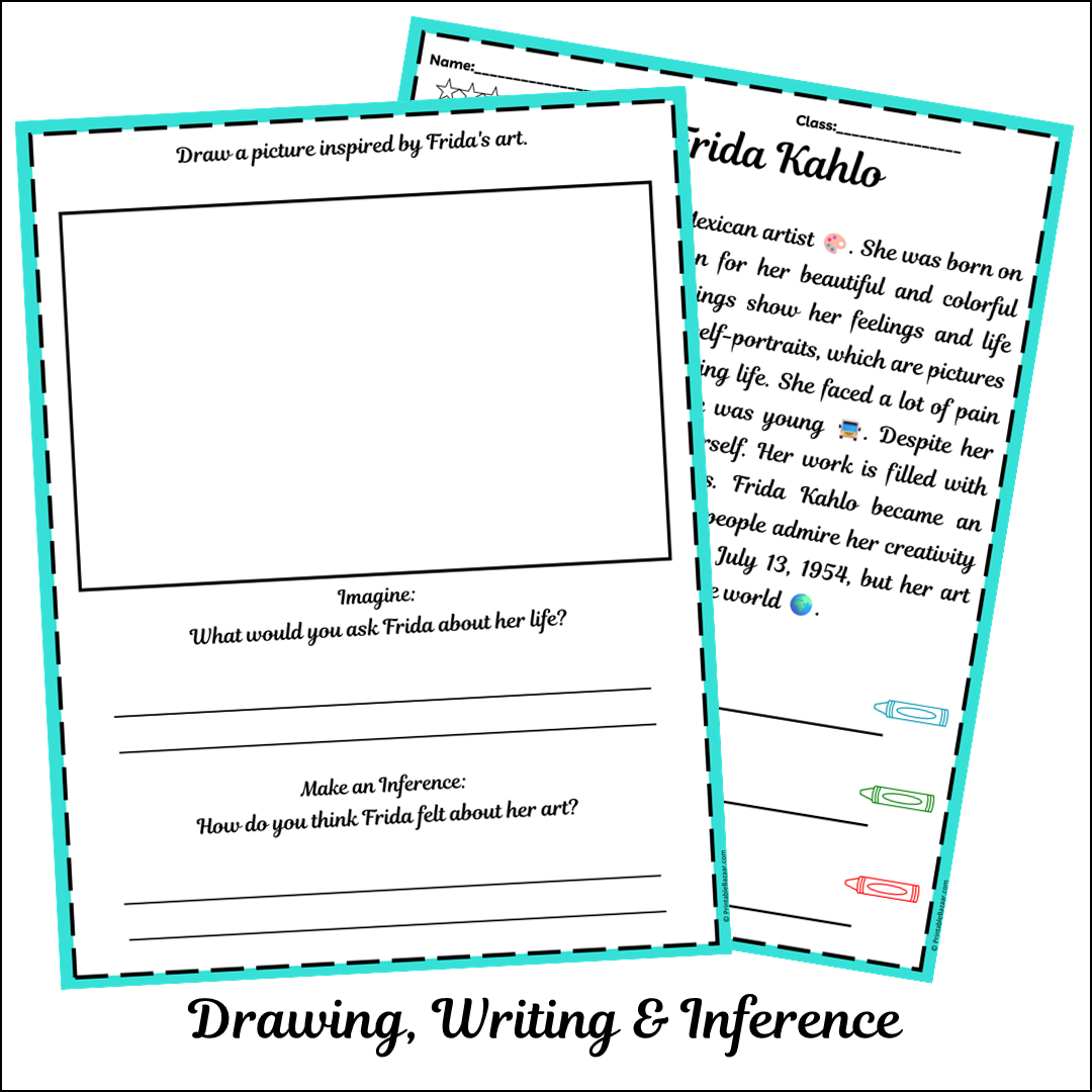 Frida Kahlo | Short Reading Comprehension Creative Worksheet