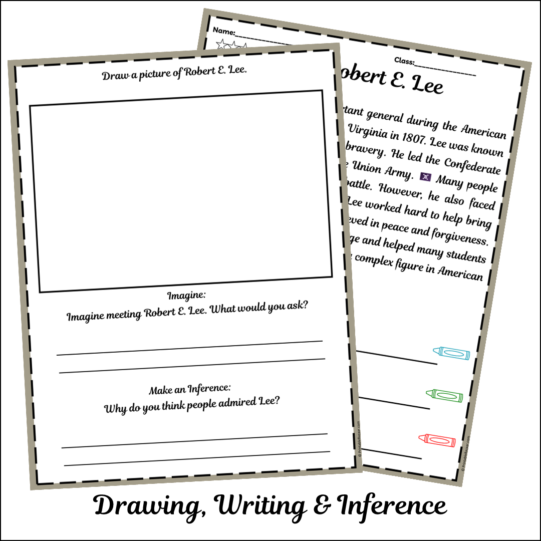 Robert E. Lee | Short Reading Comprehension Creative Worksheet