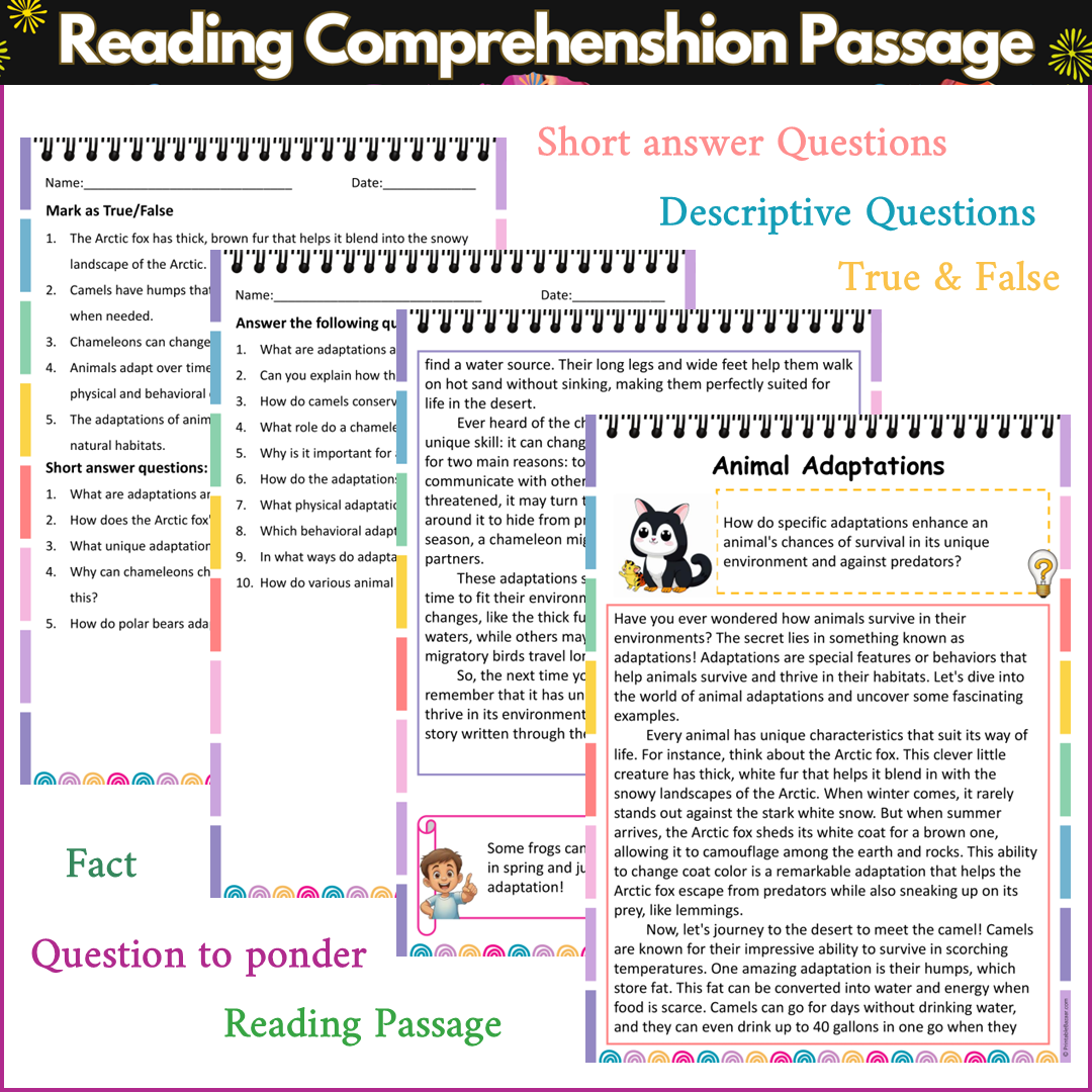 Animal Adaptations | Reading Comprehension Passage and Questions