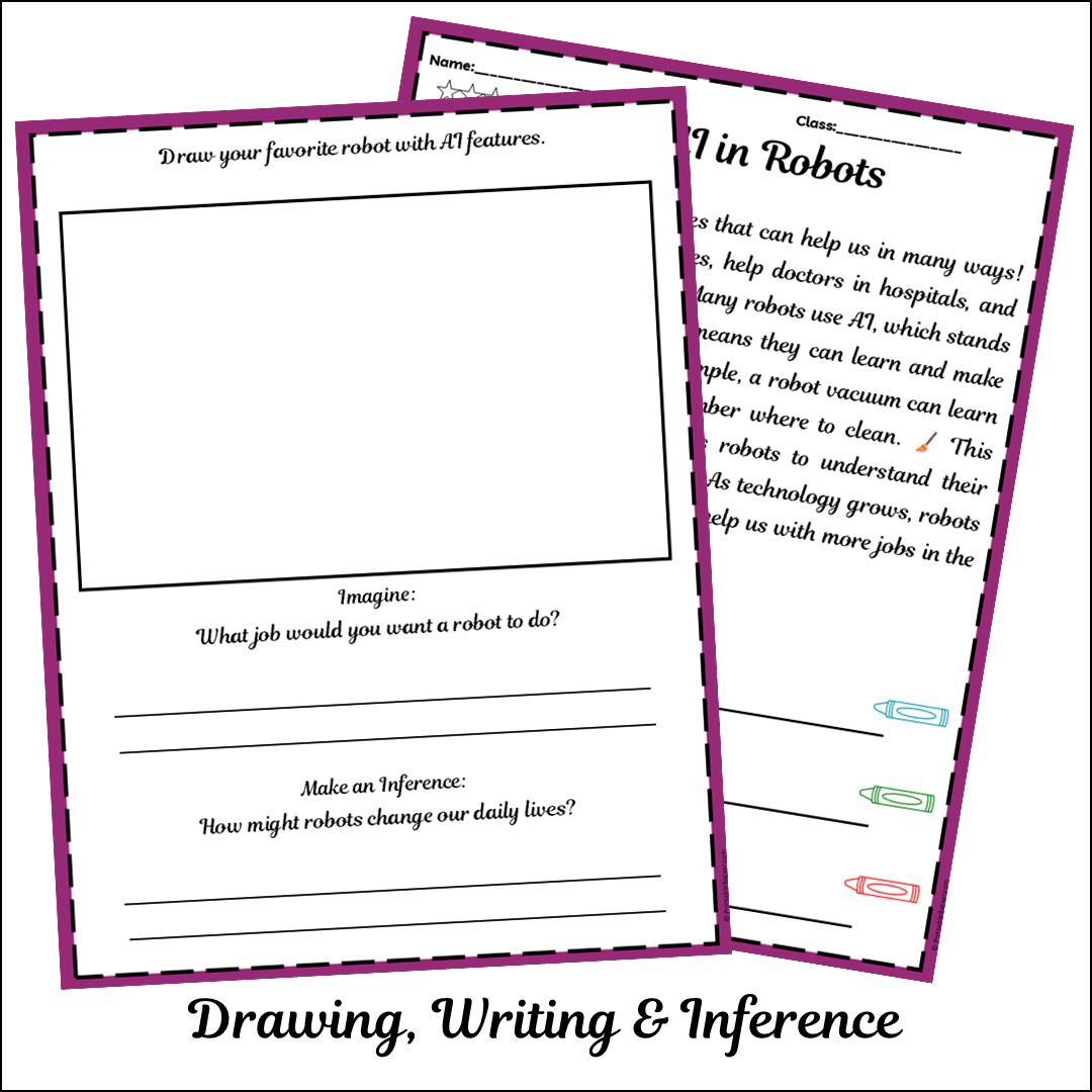 AI in Robots | Short Reading Comprehension Creative Worksheet