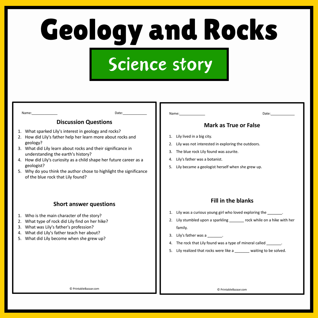 Geology and Rocks | Science Story Reading Comprehension Activity