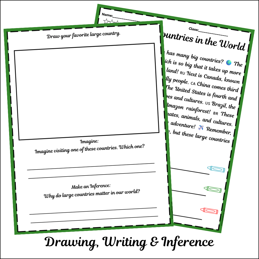 Largest Countries in the World | Short Reading Comprehension Creative Worksheet