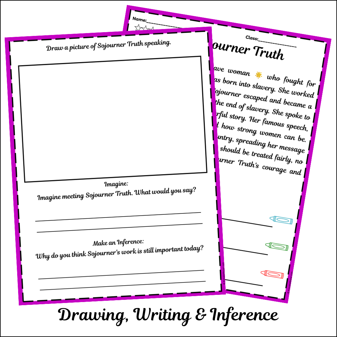 Sojourner Truth | Short Reading Comprehension Creative Worksheet
