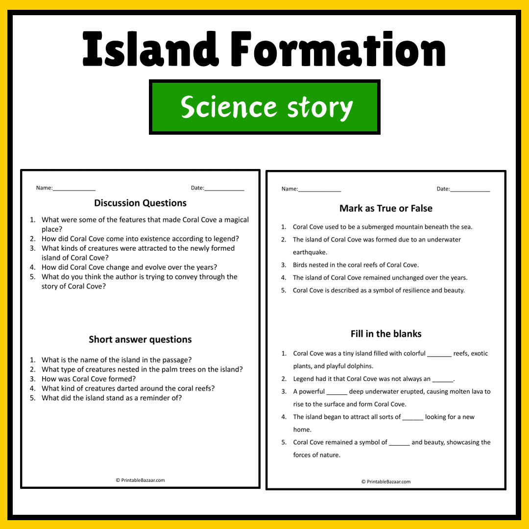 Island Formation | Science Story Reading Comprehension Activity