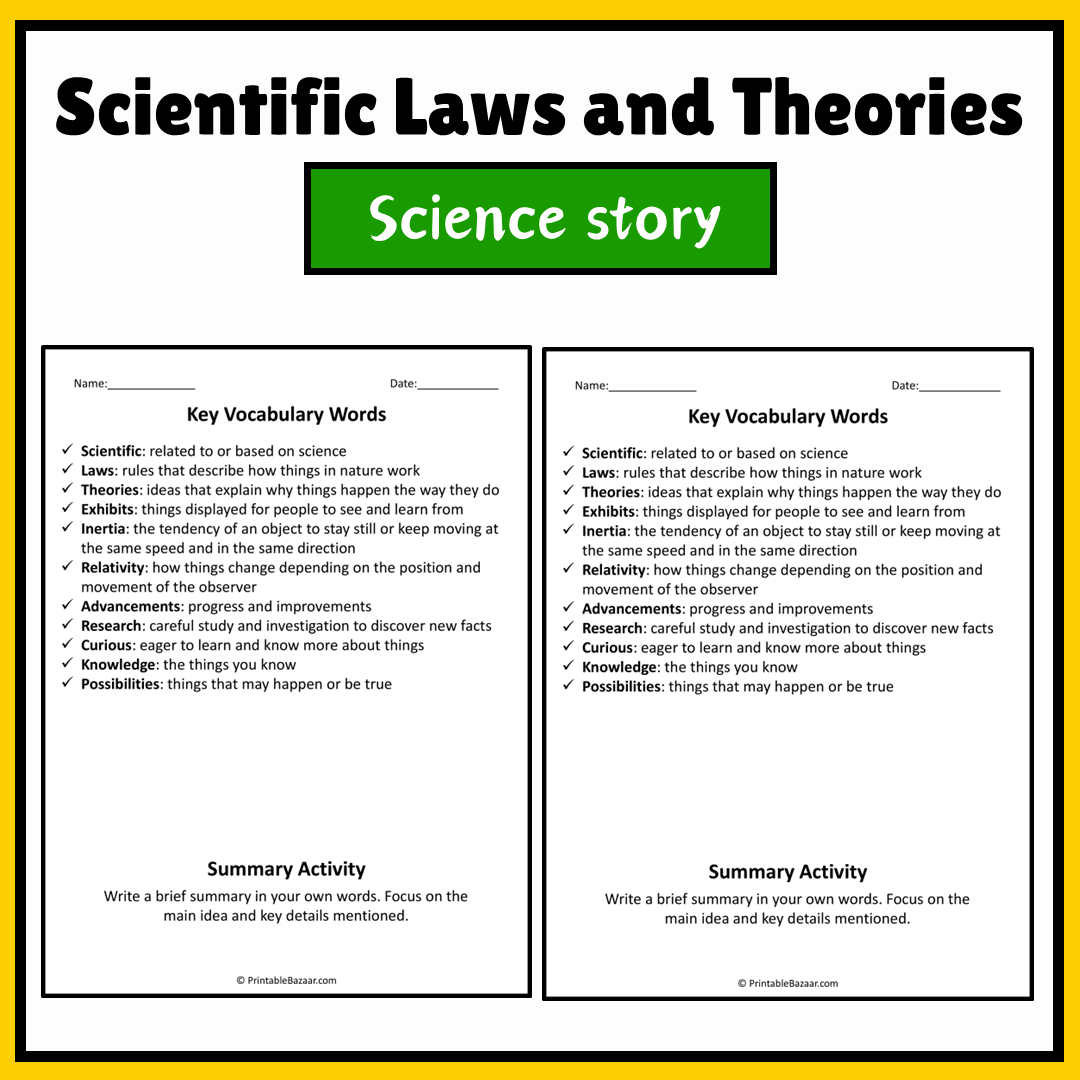 Scientific Laws and Theories | Science Story Reading Comprehension Activity