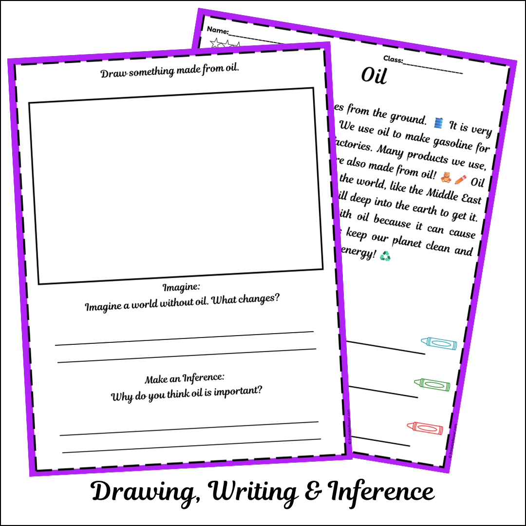 Oil | Short Reading Comprehension Creative Worksheet