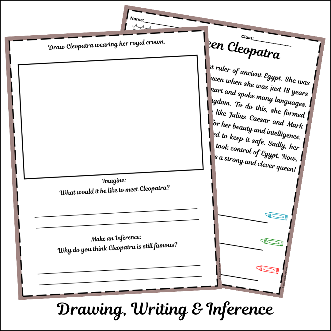 Queen Cleopatra | Short Reading Comprehension Creative Worksheet