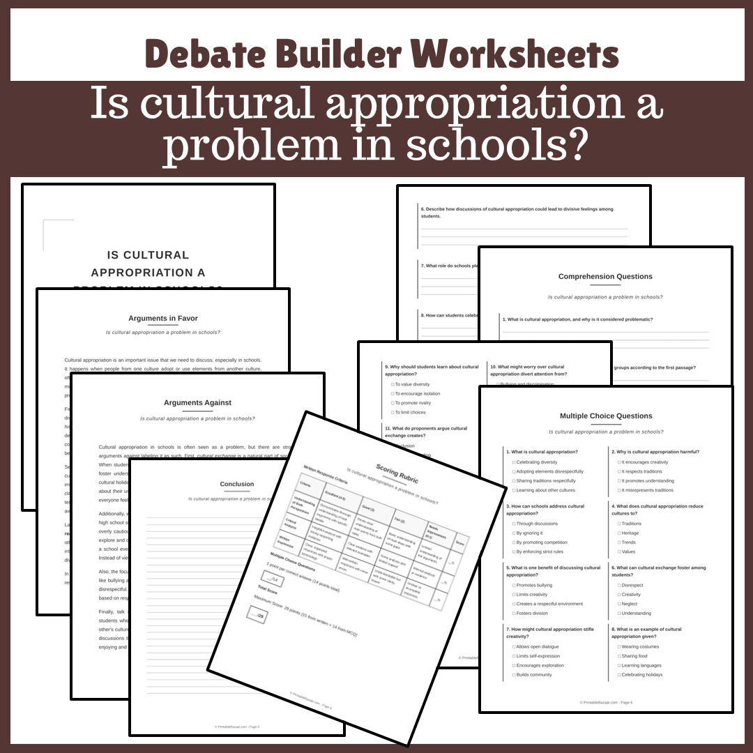 Is cultural appropriation a problem in schools? | Favour and Against Worksheet Printable Activity