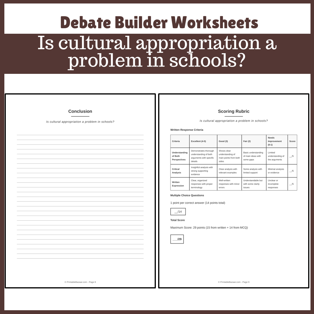Is cultural appropriation a problem in schools? | Favour and Against Worksheet Printable Activity