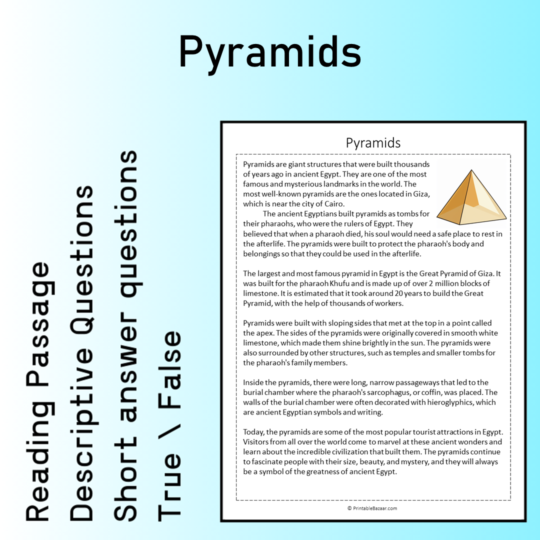 Pyramids | Reading Comprehension Passage Printable Worksheet