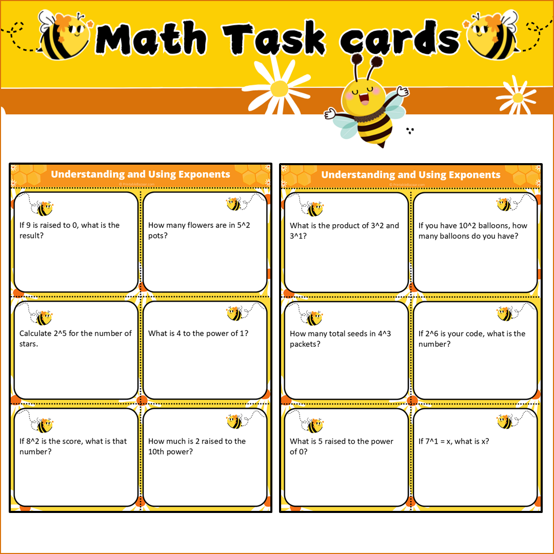 Understanding and Using Exponents | Math Task Cards