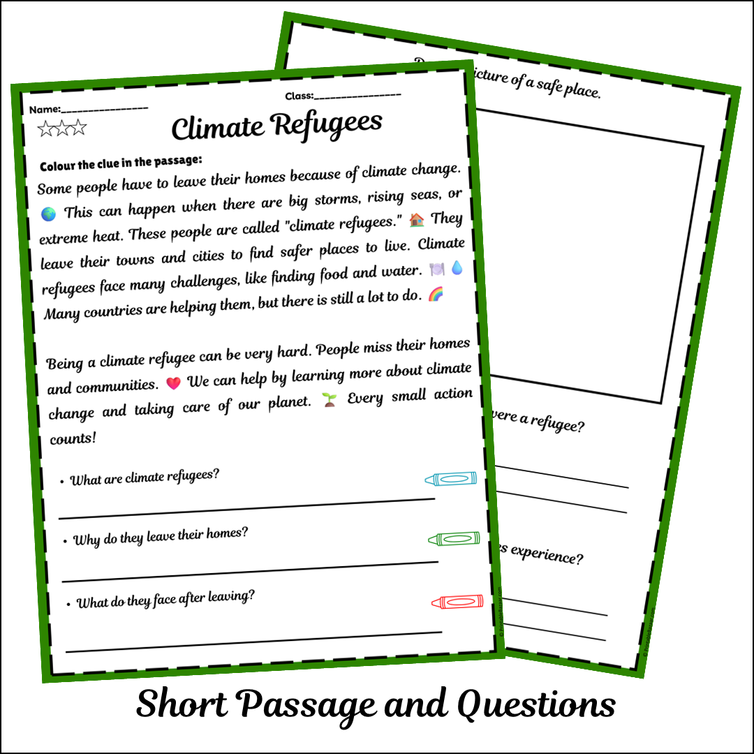 Climate Refugees | Short Reading Comprehension Creative Worksheet