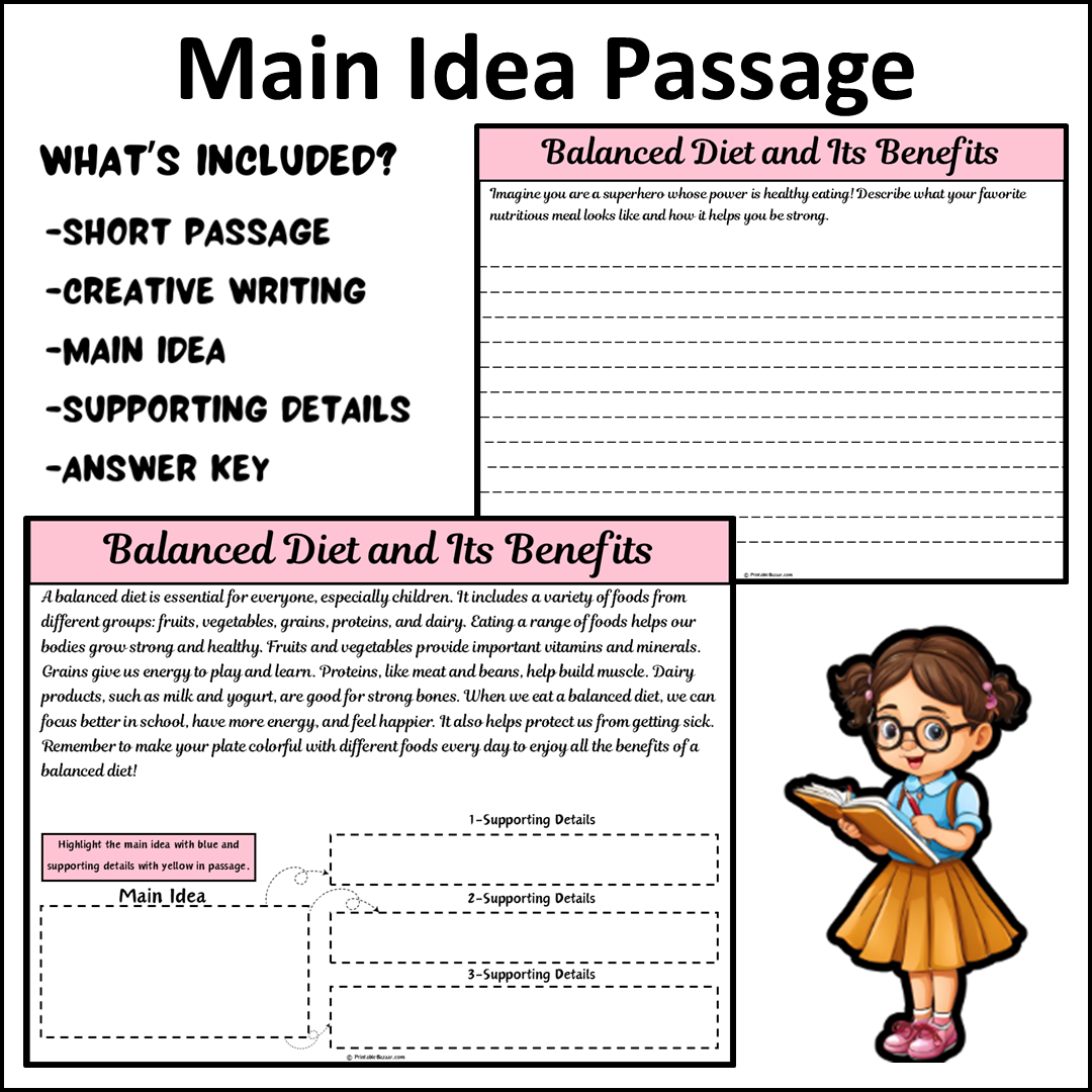 Balanced Diet and Its Benefits | Main Idea and Supporting Details Reading Passage and Questions