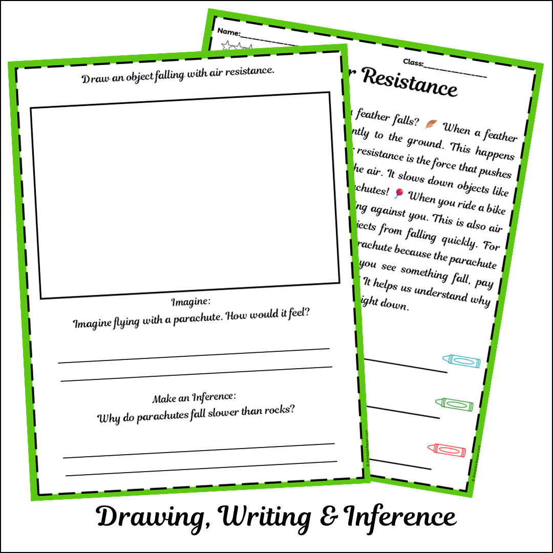 Air Resistance | Short Reading Comprehension Creative Worksheet