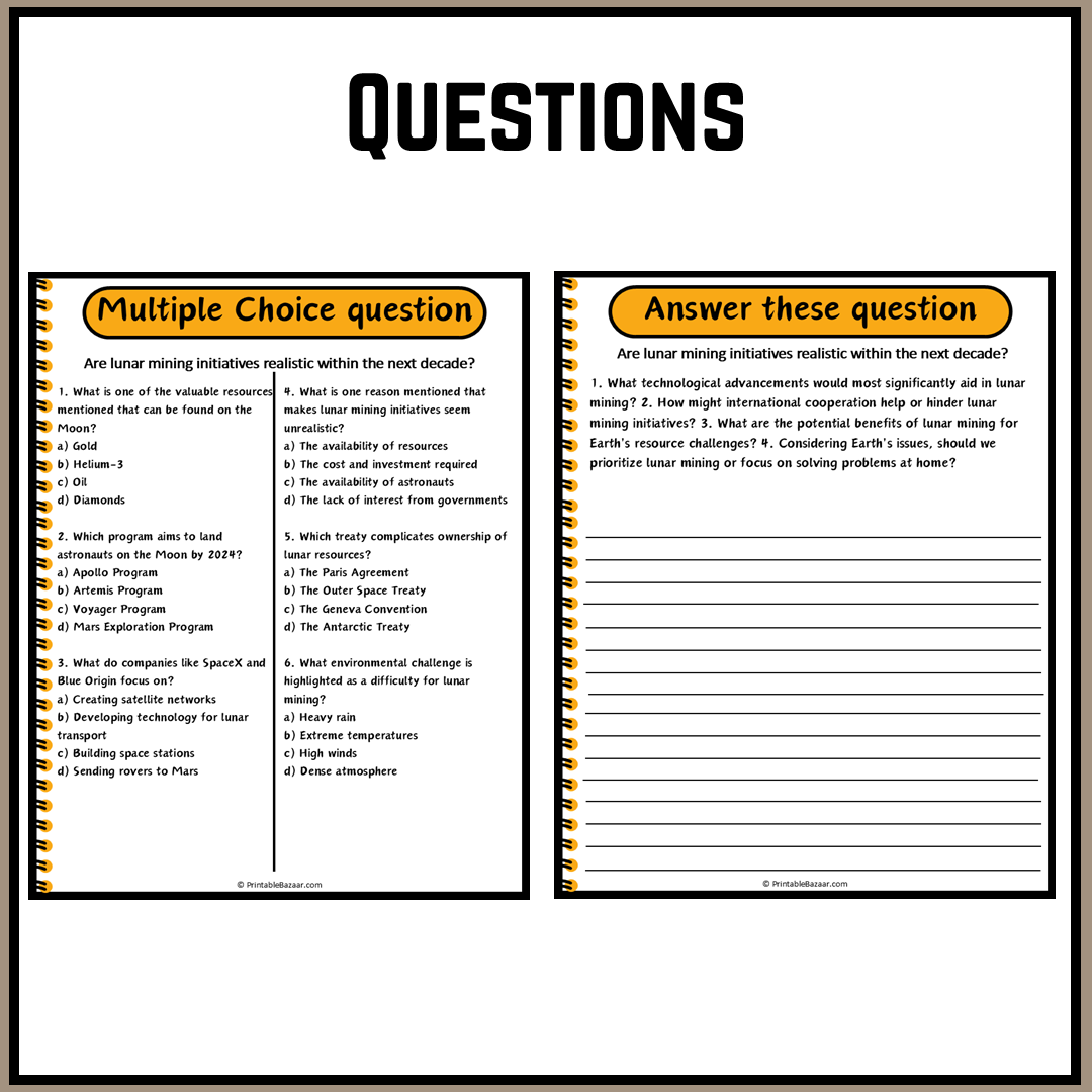 Are lunar mining initiatives realistic within the next decade? | Debate Case Study Worksheet