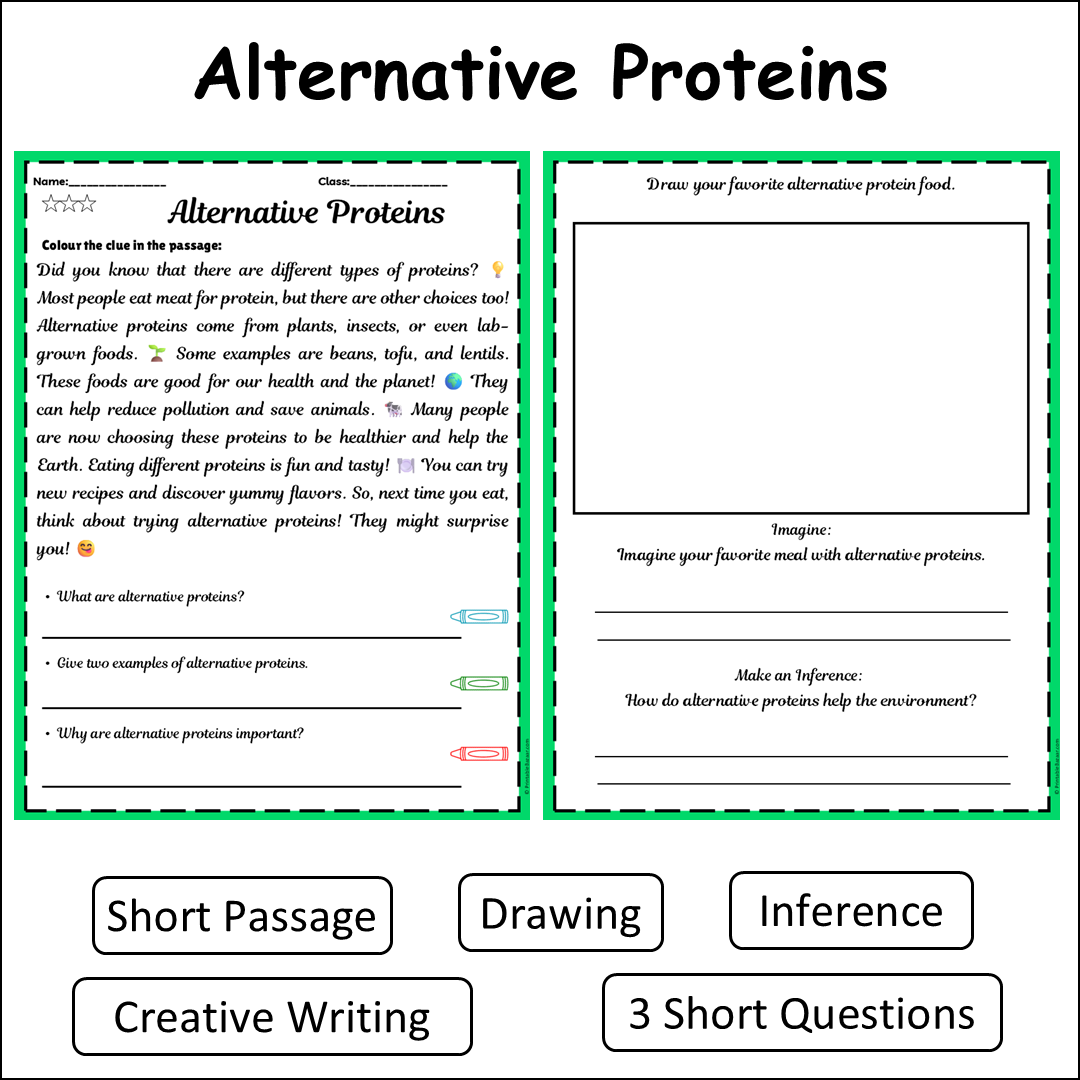 Alternative Proteins | Short Reading Comprehension Creative Worksheet
