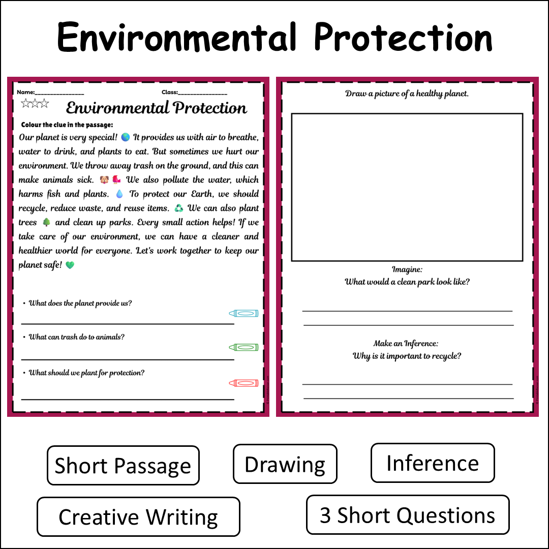 Environmental Protection | Short Reading Comprehension Creative Worksheet