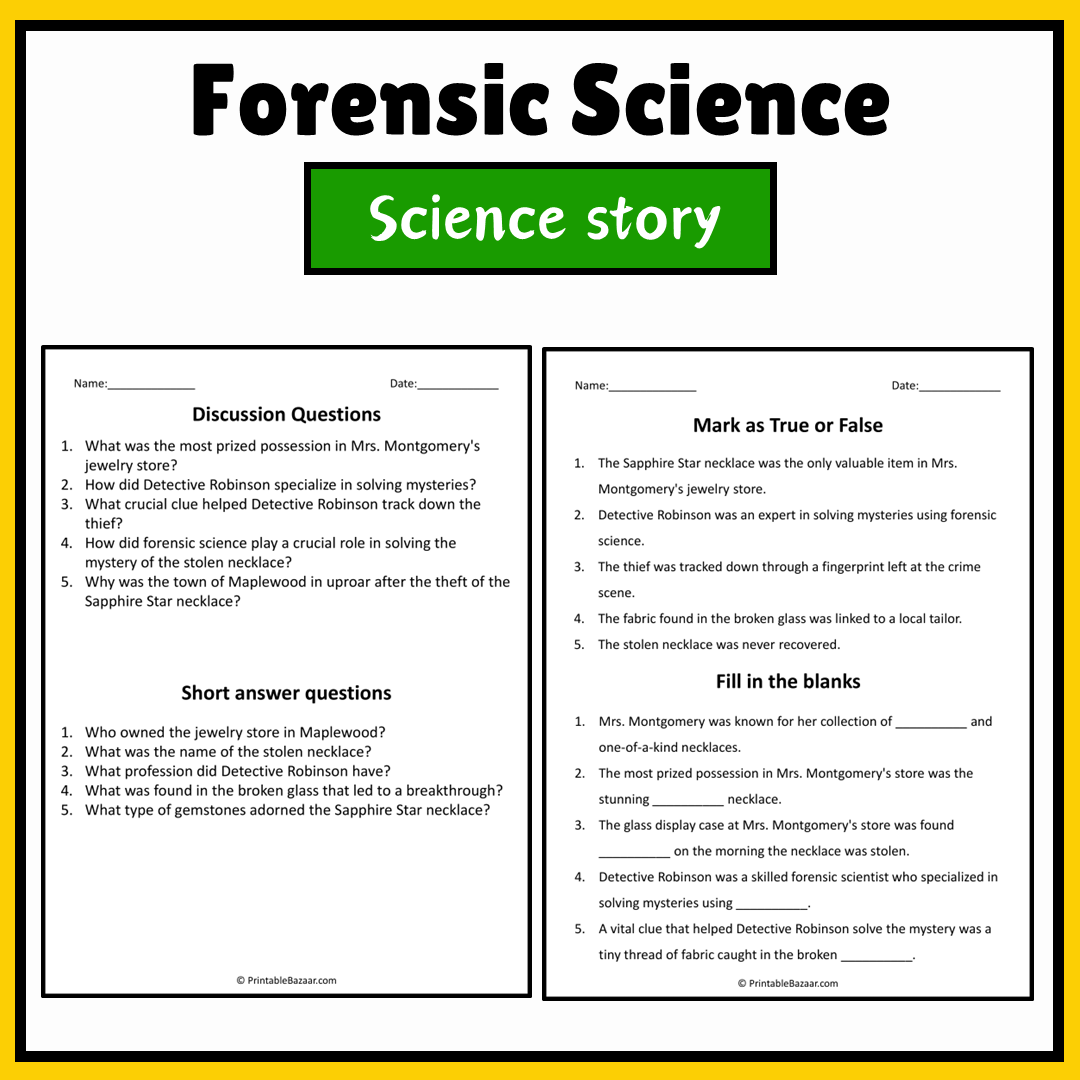 Forensic Science | Science Story Reading Comprehension Activity