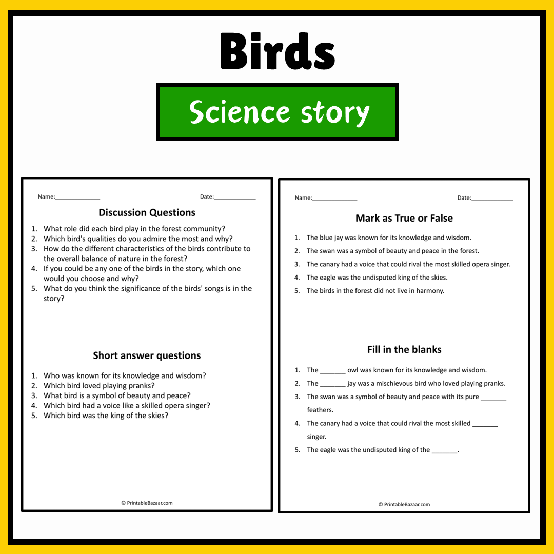 Birds | Science Story Reading Comprehension Activity