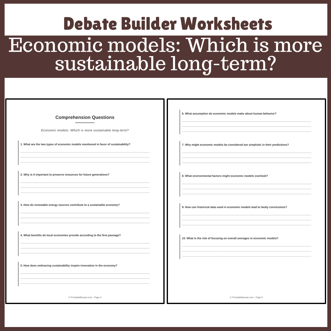 Economic models: Which is more sustainable long-term? | Favour and Against Worksheet Printable Activity
