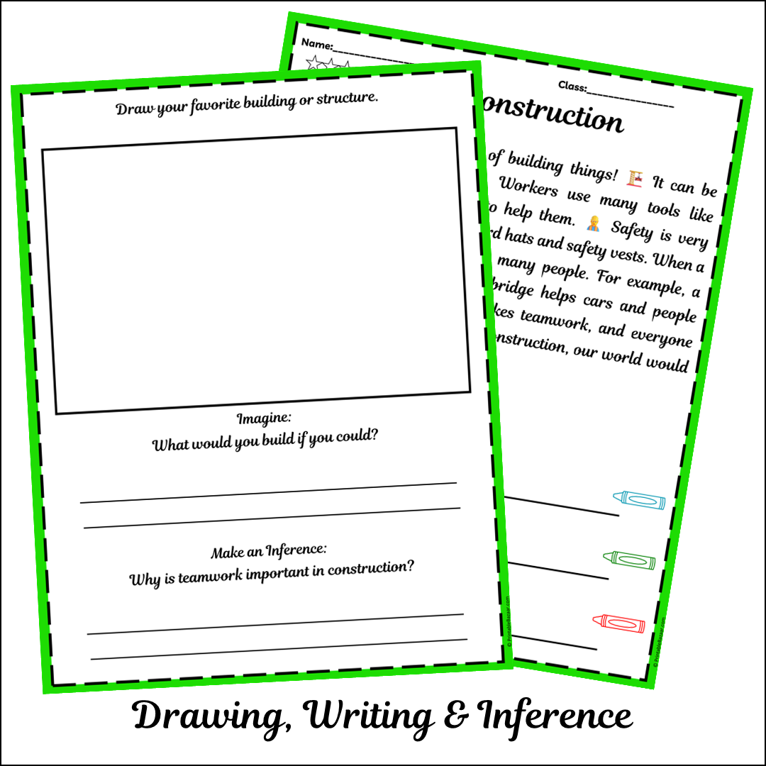 Construction | Short Reading Comprehension Creative Worksheet