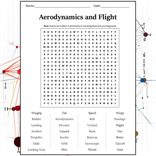 Aerodynamics And Flight Word Search Puzzle Worksheet Activity PDF