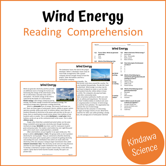 Wind Energy Reading Comprehension Passage and Questions | Printable PDF