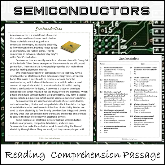 Semiconductors Reading Comprehension Passage and Questions | Printable PDF