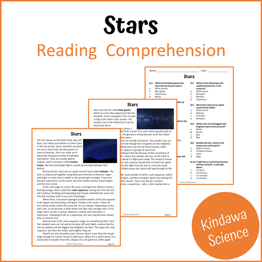 Stars Reading Comprehension Passage and Questions | Printable PDF