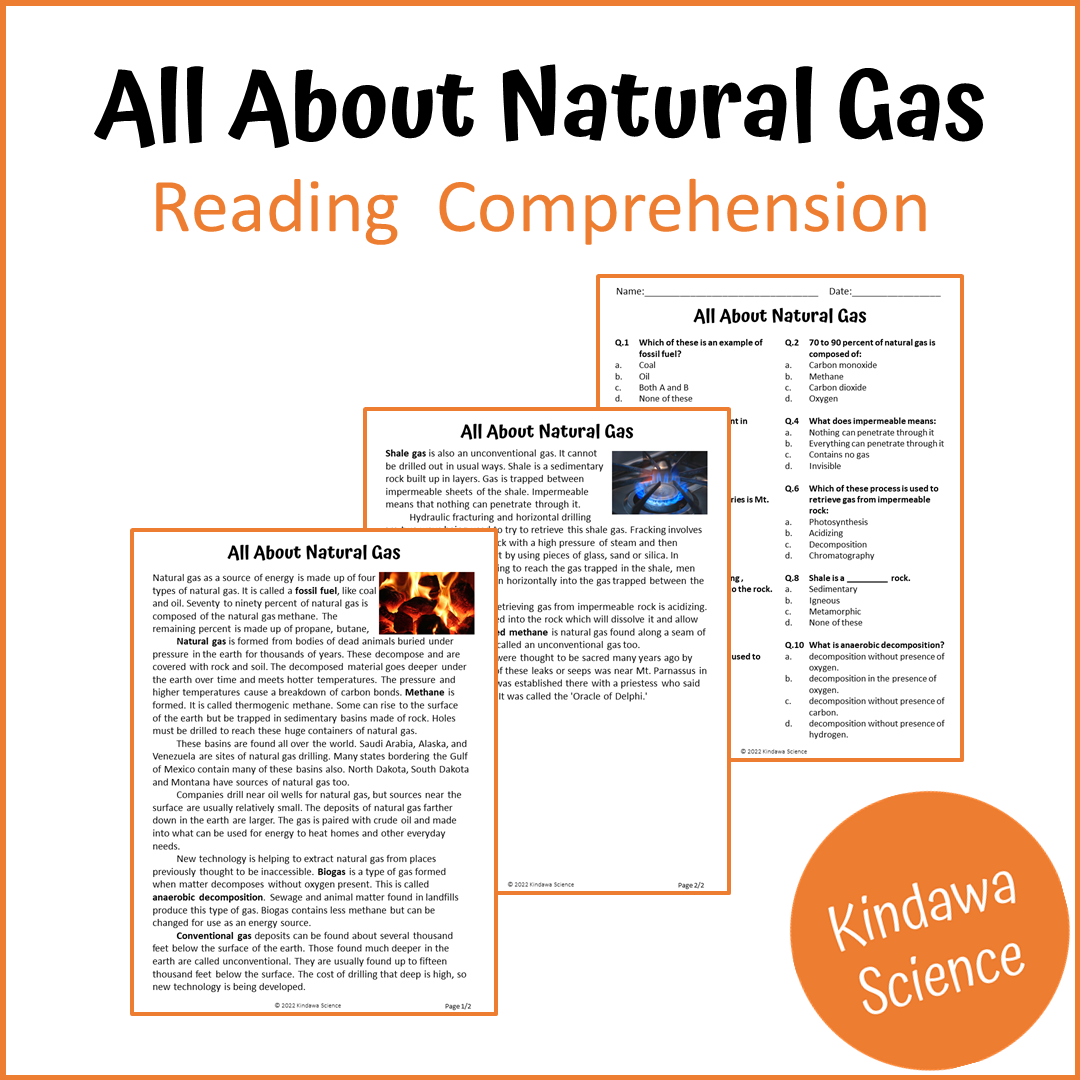 All About Natural Gas Reading Comprehension Passage and Questions | Printable PDF