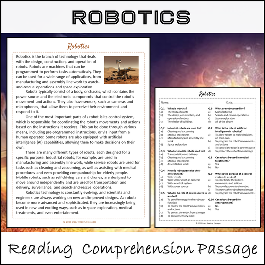 Robotics Reading Comprehension Passage and Questions | Printable PDF