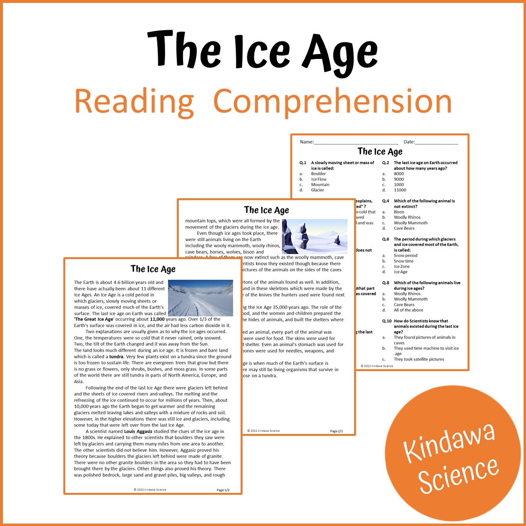 The Ice Age Reading Comprehension Passage and Questions | Printable PDF