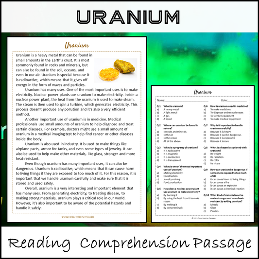 Uranium Reading Comprehension Passage and Questions | Printable PDF