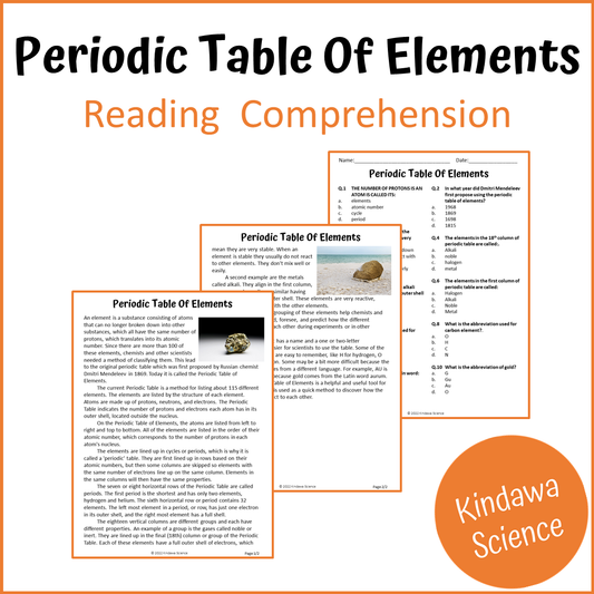 Periodic Table Of Elements Reading Comprehension Passage and Questions | Printable PDF