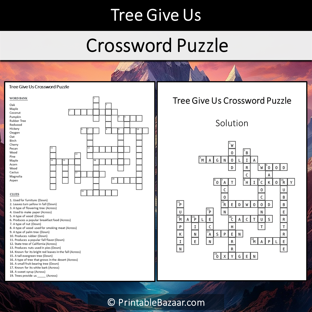 Tree Give Us Crossword Puzzle Worksheet Activity Printable PDF Tree Give Us Crossword Puzzle Worksheet Activity Printable PDF