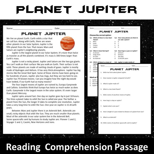 Jupiter Reading Comprehension Passage and Questions