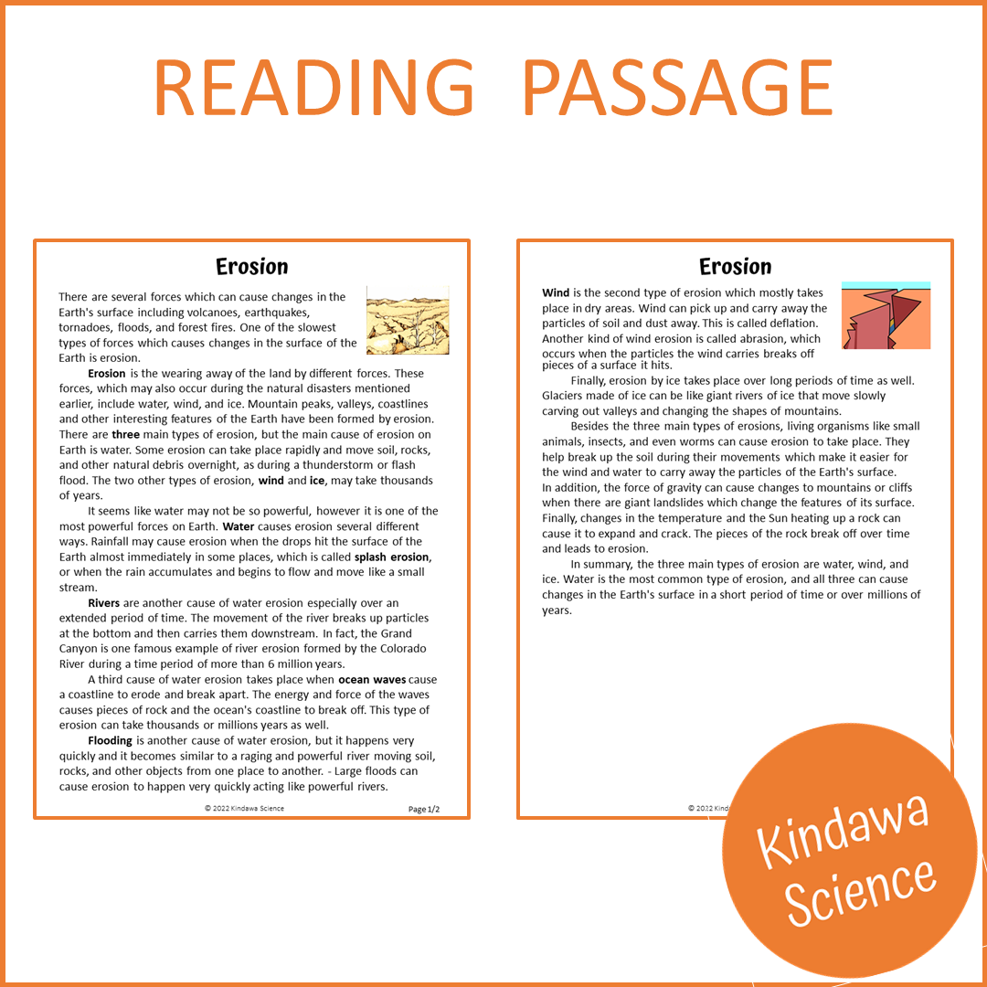 Erosion Reading Comprehension Passage and Questions | Printable PDF