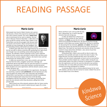 Marie Curie Reading Comprehension Passage and Questions | Printable PDF