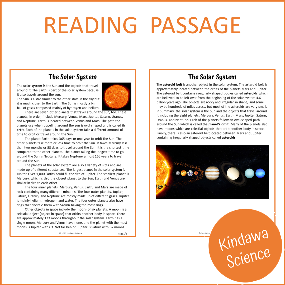 The Solar System Reading Comprehension Passage and Questions | Printable PDF
